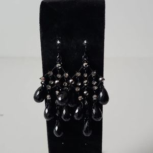 Black Rhinestone Chandelier Earrings